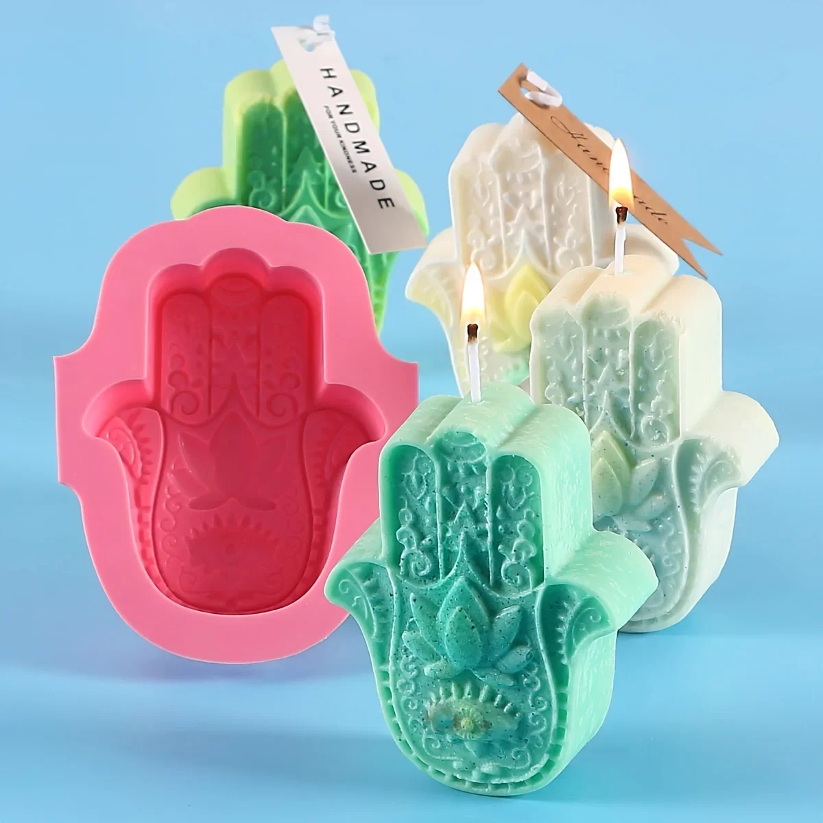 Palm Shape Scented Candle Gypsum Diffuser Stone Silicone Mold for DIY