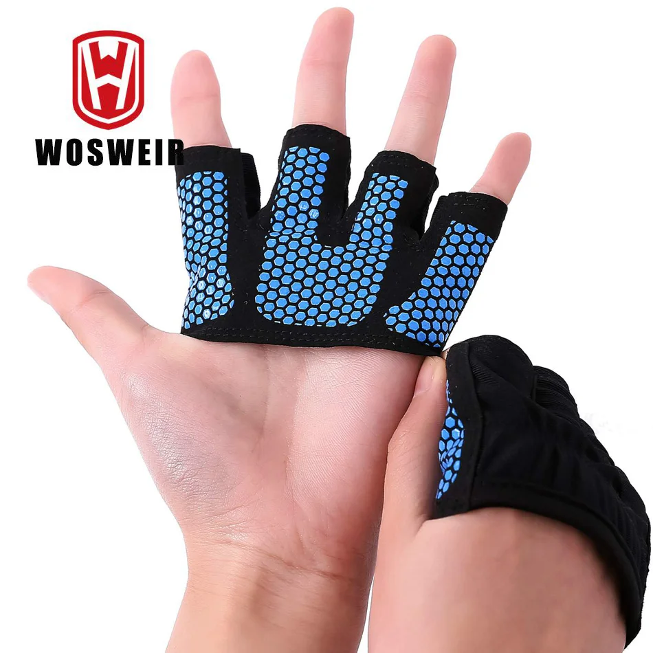 

WOSWEIR Gym Fitness Half Finger Gloves Men Women for Crossfit Workout Glove Power Weight Lifting Bodybuilding Hand Protector