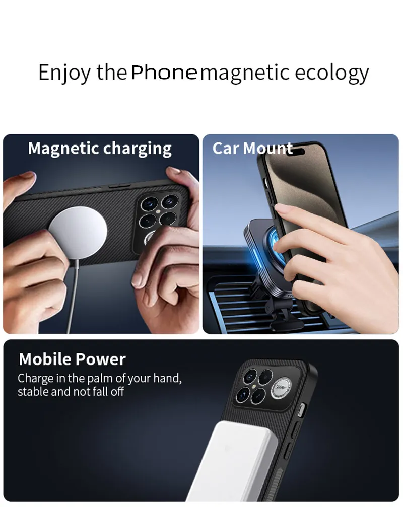Magnetische Carbon Faser Textur Telefon Fall Für XIAOMI POCO M7 X7 X6 F8 F7 Ultra F6 F5 Pro Für Magsafe Schutzhülle PC Zurück Abdeckung – Detail 4
