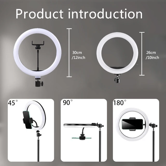 10 "26cm LED Selfie Ring Light Photography Video Light RingLight Phone Stand treppiede Fill Light lampada dimmerabile Trepied Streaming 5