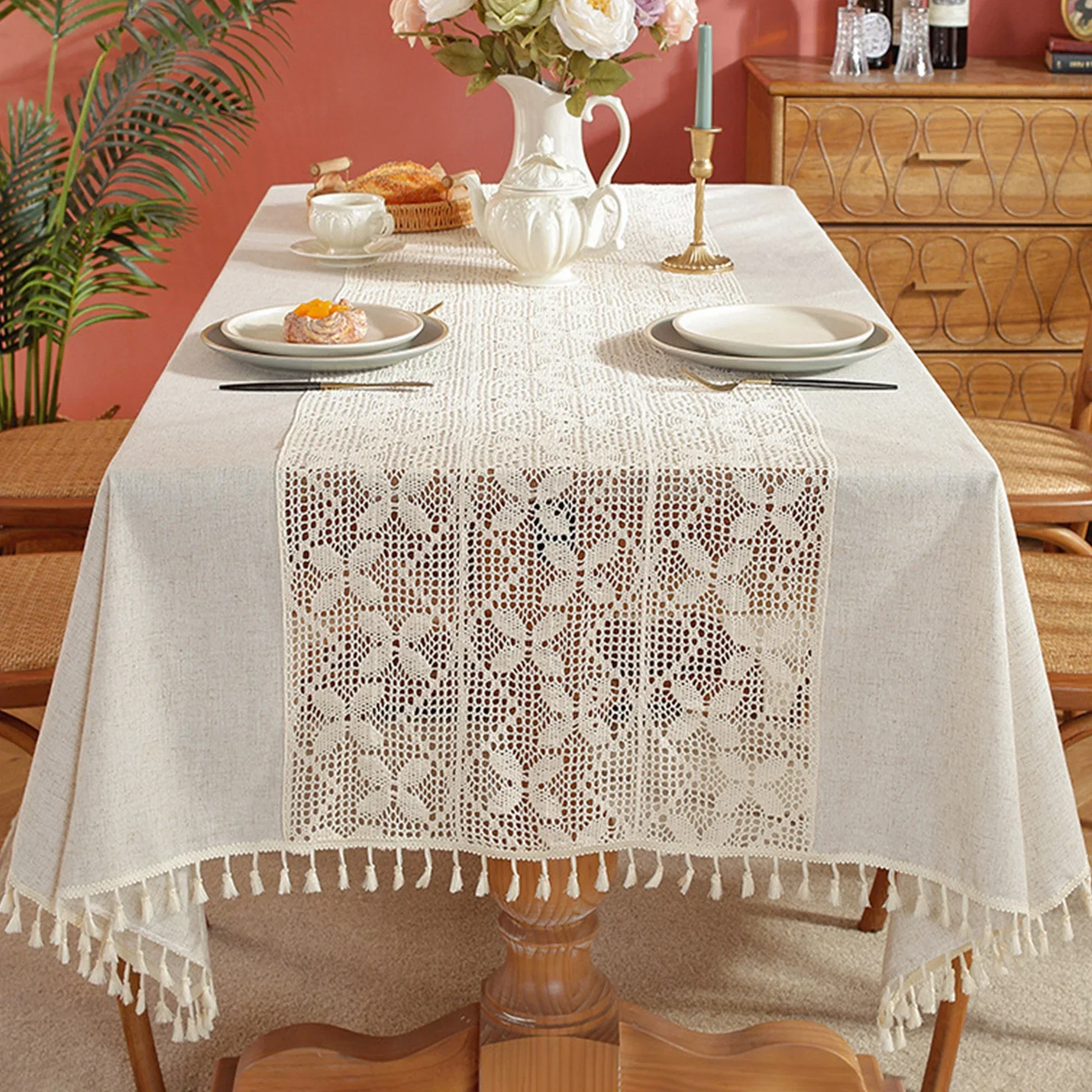 

Battilo Lace Linen Table Cloth Pastoral Style Tablecloth Hollow Out Rectangle Table Cover Coffee Tables Thick For Dining Table