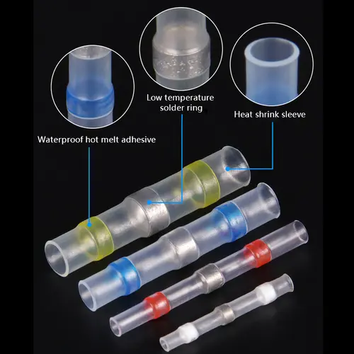 50/500Pcs Waterproof Heat Shrink Tube With Solder Insulated Electrical Wire Terminal Butt Splice Solder Electric Connector Set - Image 2