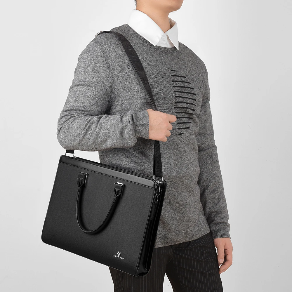 حقيبة يد رجالية من جلد البولي يوريثان ذات سعة كبير...