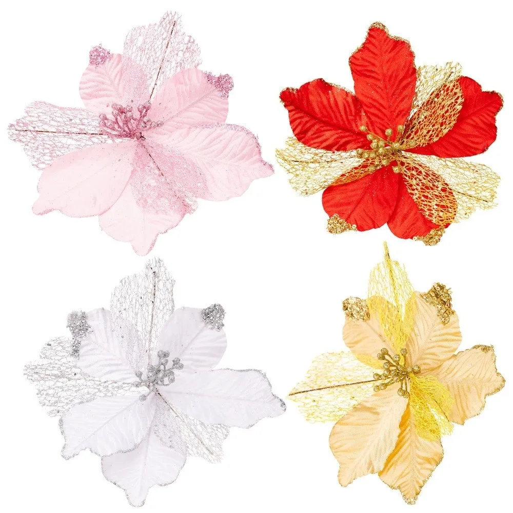 Maple Leaf Shaped Simulated Christmas Flowers Realistic Luxury Faux Christmas Flower Handmade Eternal Flower Holiday Decor