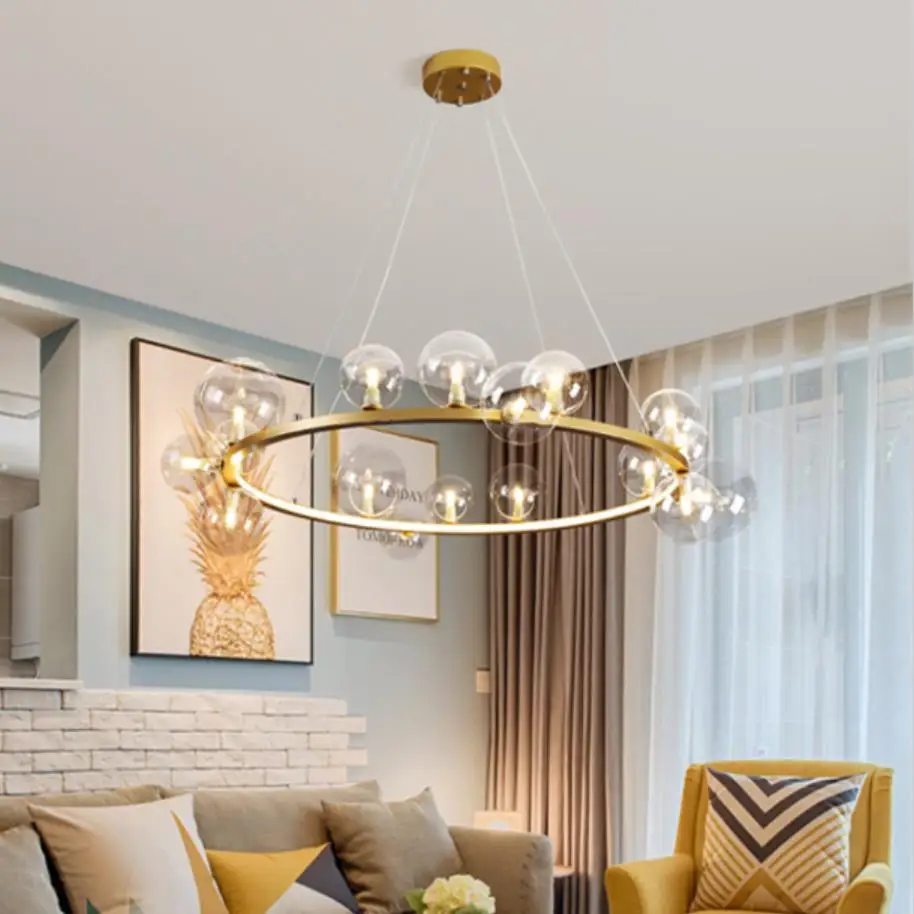 Clear Glass Bubble LED Chandelier Hall Parlor Lighting Fixtures Restaurant Bedroom Modern Hanglamp Cord Adjustable G9 Loft Deco led chandelier art lighting fixtures