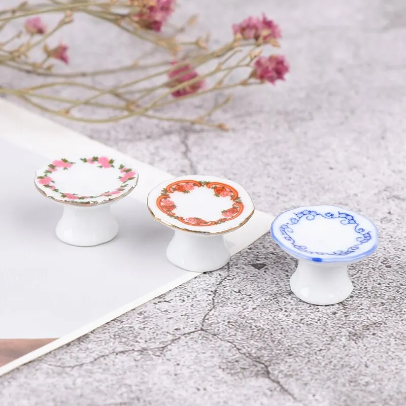 1Pcs 1:12 Dollhouse Miniature Porcelain Fruit Plate Dolls Kitchen Accessories for Dollhouse Decals