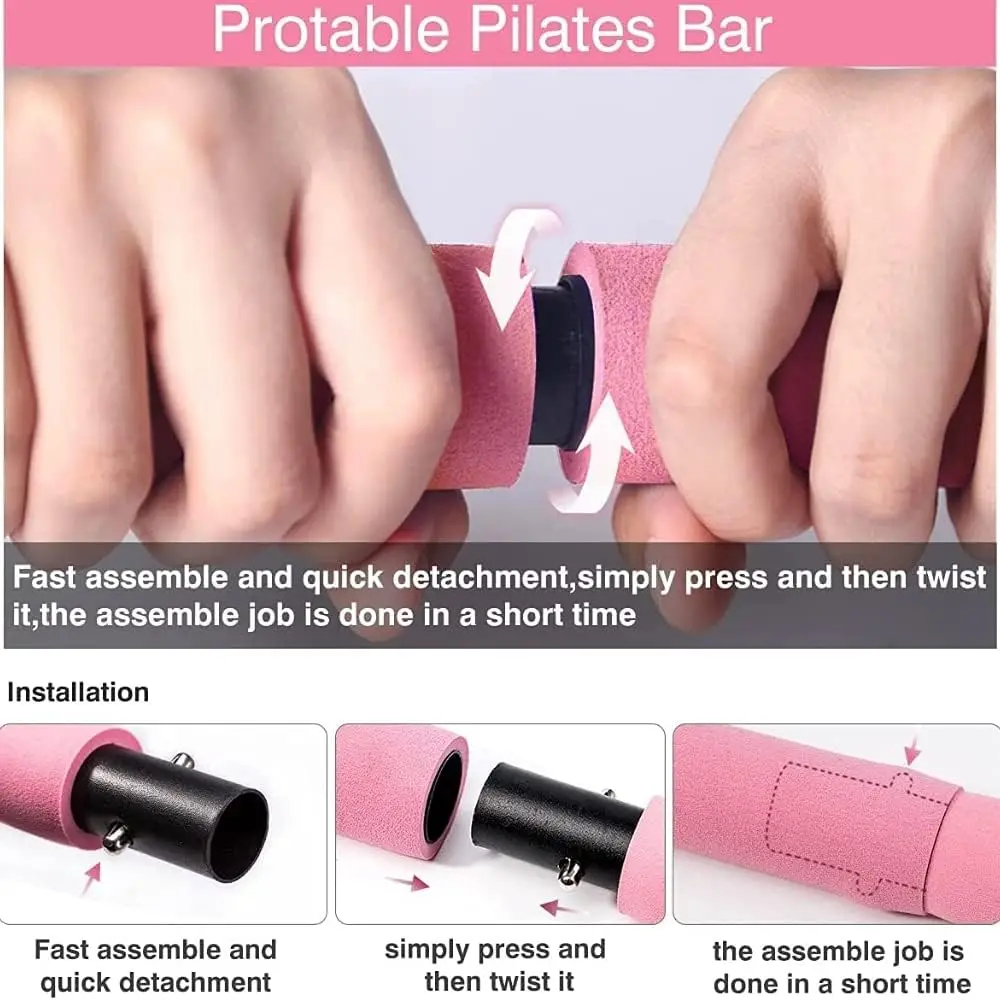 Purple Pilates Tension Band Fitness Exercise Body Shaping Pilates Tension Bar Multi Functional Rope