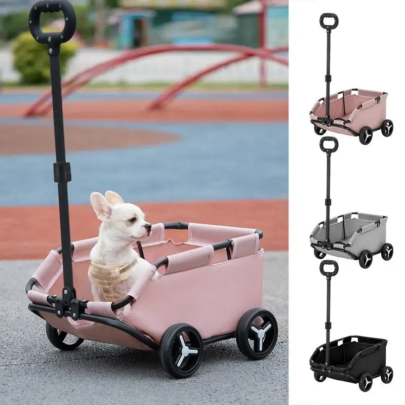 

1PC Pet Stroller Pet Carriage Rolling Dog Cage Stroller 4 Wheel Lightweight Folding Trolley Dog Cat Cart For Travelling Shopping