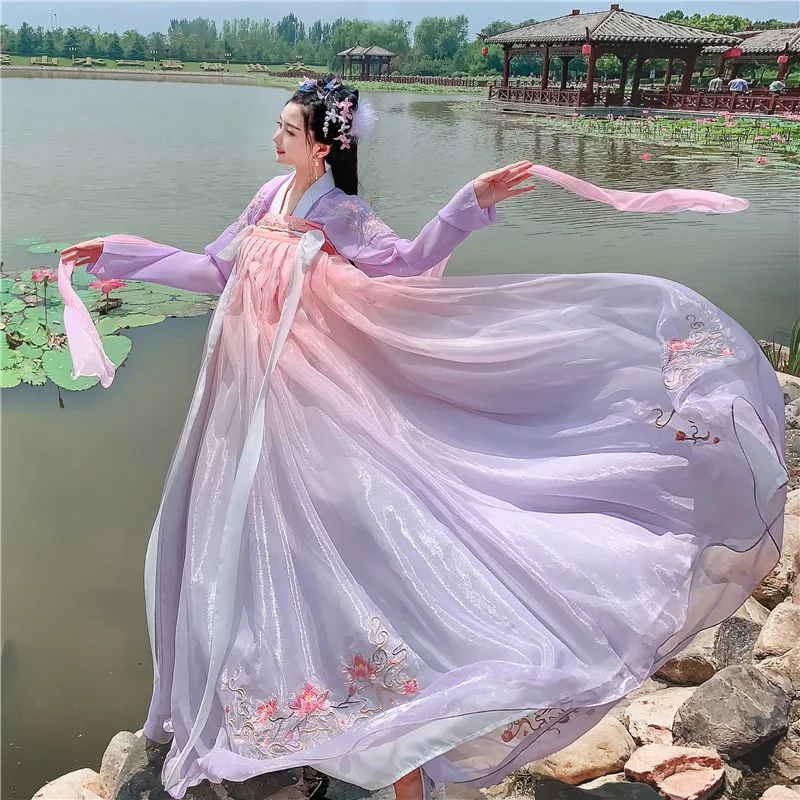 

Китайские платья Hanfu, женское традиционное танцевальное платье с рисунком