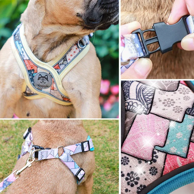 New Pets Dogs Accessories Luminous Adjustable Harness For Dogs Puppy Vest Collar Leash French Bulldog Medium Small Large Dog 5