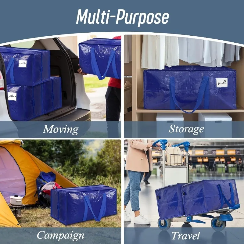 thumbnail image 2 of 6 Pack Moving Bags Heavy Duty Storage Bags With Zippers And Strong Handles Packing For Travel Camping Space Saving Alternative To Boxes Supplies Visible B 2 of 11