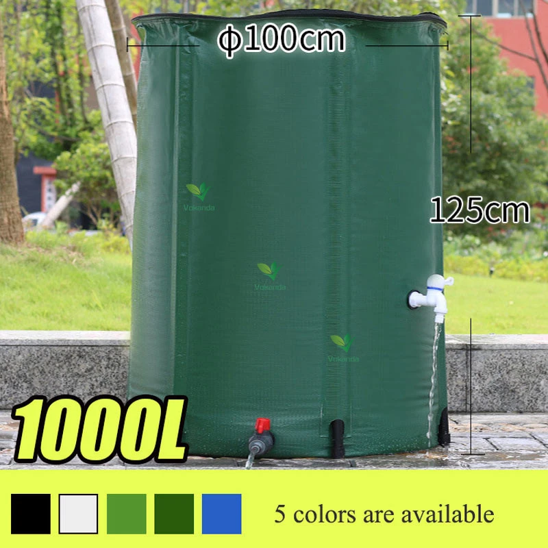 VOKANDA 1000 Liter 260 Gallon Rain Water Recovery Storage Tank Home Garden Drip Irrigation Water
