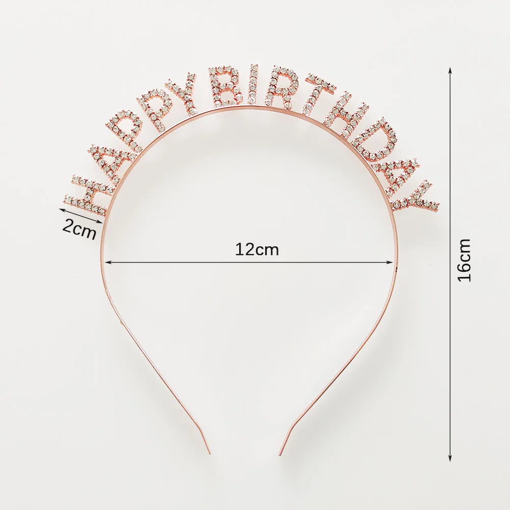 Metall Strass Haar Hoop Alles Gute zum Geburtstag Braut Brief Stirnband Geburtstag Hochzeit Party Fotografie Requisiten Kopfbedeckung Zubehör – Detail 3