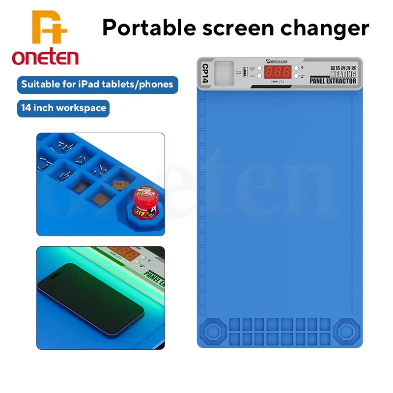 MECHANIC CP14 LCD Screen Separator Phone Ipad Pre-heating Remove Pad with Dust Light for Phone Ipad Repair 14-inch Platform phone lcd screen separator