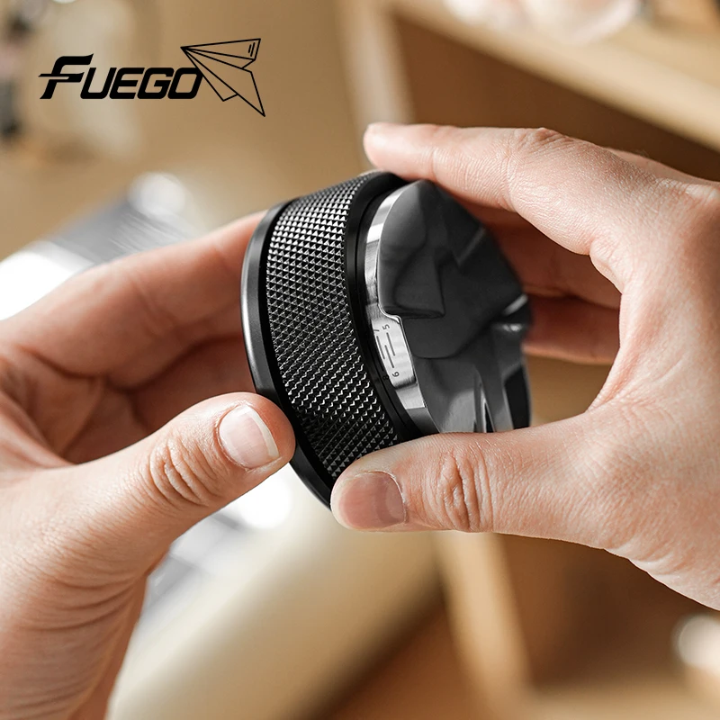 FUEGO 에스프레소 탬퍼 커피 분배기 도구, 조절 가능한 스케일 커피 분배 레벨 액세서리, 51mm, 53.35mm, 58.35mm