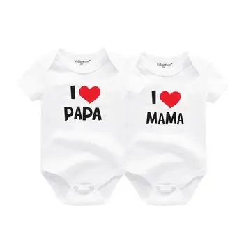 Kiddiezoom 2 Pz/lotto Quattro Stagioni I love Papa Mama Neonato Ragazzo Ragazza Body Morbido 100% Cotone Tutine Per Bambini Vestiti Gemelli 1