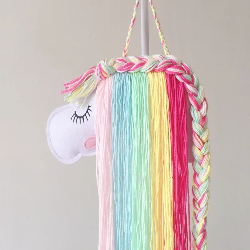 INS Weave Rainbow Baby Hair Clips Accessories Holder Princess Girls Hairpin Hairband Storage Pendant Jewelry Wall Ornaments 3