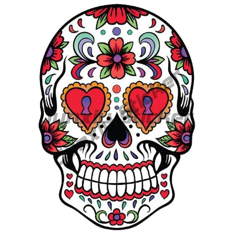 50pcs Halloween Sugar Skull Stickers, Dia De Los Muertos Mexican Day Of Dead Stickers Decals, Candy Skull Stickers For Laptop Water Bottle Luggage