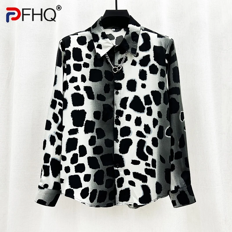 

PFHQ Autumn Men's Korean Spotted Shirt Personalized Niche Shoulder Pad Loose Fitting Light Luxury Original Handsome Tops 21Z1152