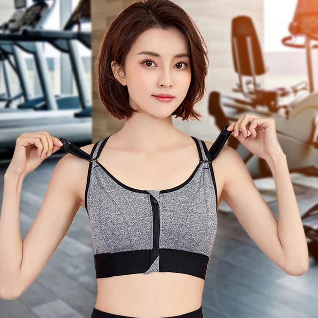 Full Cup Bra High Elasticity Women's Sports Bra with Front Zipper  Adjustable Straps Shockproof Design for Yoga Fitness - AliExpress