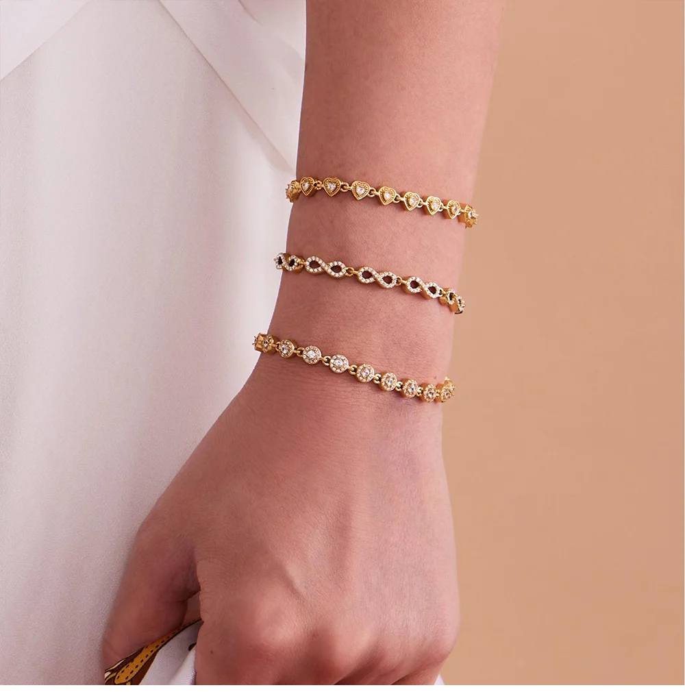 Glänzende Zirkon-Halskette in Herzform mit Zahl 8, Damen-Halskette aus Edelstahl 316, vergoldetes Luxus-Armband, goldenes Schmuckset – Detail 14