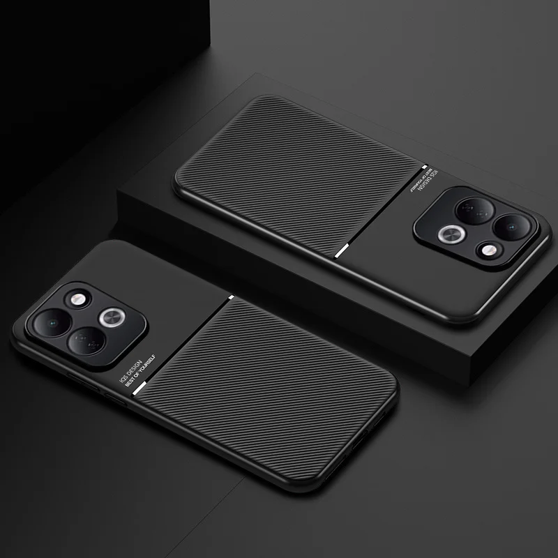 Luxury Leather Soft Frame Phone Case with Car Magnetic Holder and Back Protection