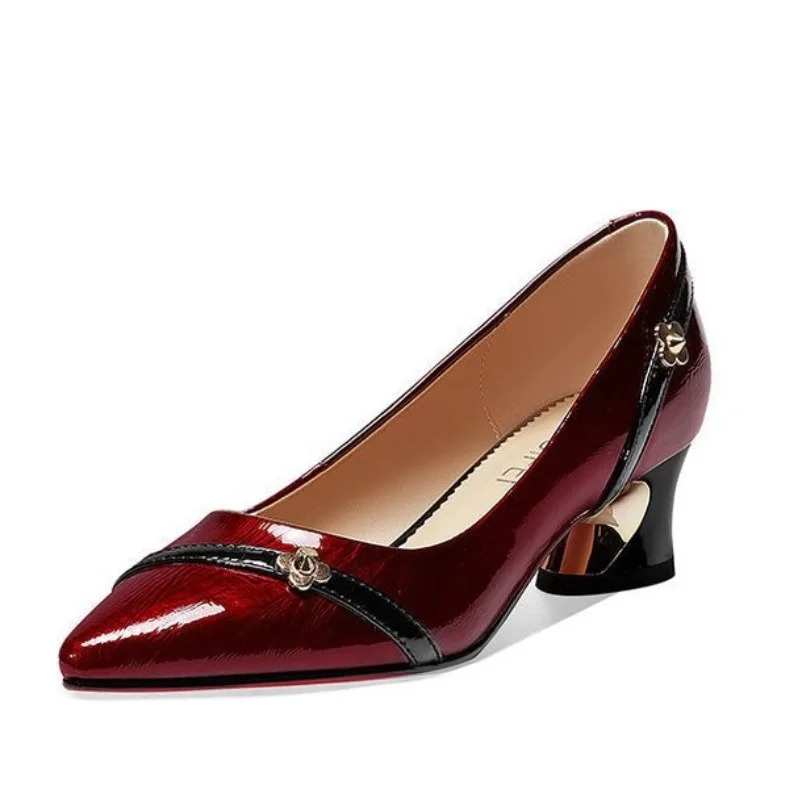 Fashion High Heels Shoes For Women Mother Mid Heels Shoes Pointed Toe