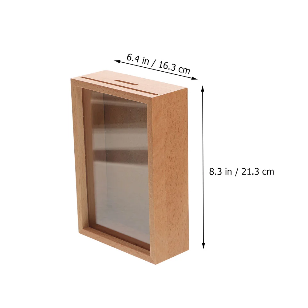 Wood Coin Bank Clear Window Photo Frame Piggy Bank For Adults Money Saving Jar Wooden Box Home Decor Money Boxes 2