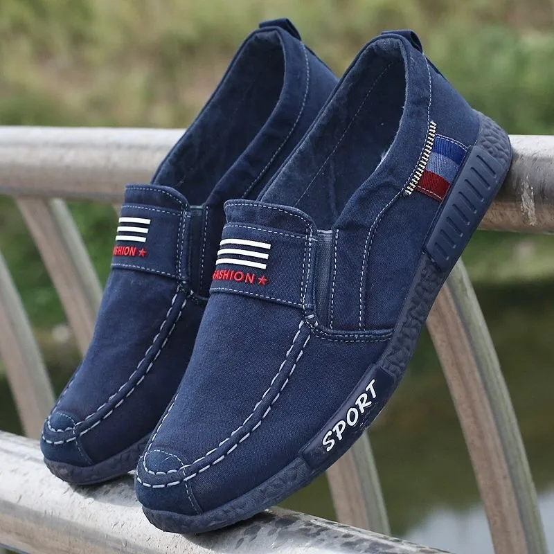 Men Casual Flats Shoes Denim Canvas Slip on Plimsolls Breathable Male Footwear Spring Autumn Sneakers