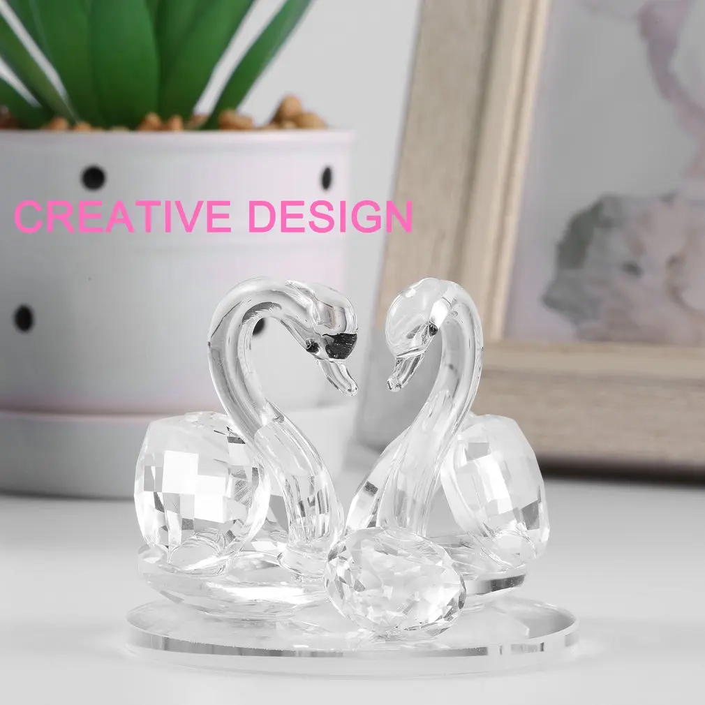 Creative Swan Crystal Glass Figure Paperweight Ornament Decor Collection Soggiorno Desktop Ornaments Home Decor
