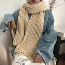

180cm Ladies Knitted Scarf Winter Thickening Fashion Double Soft Scarf Women Luxury Woolen Warm Ladies Long Scarf Echarpe Femme