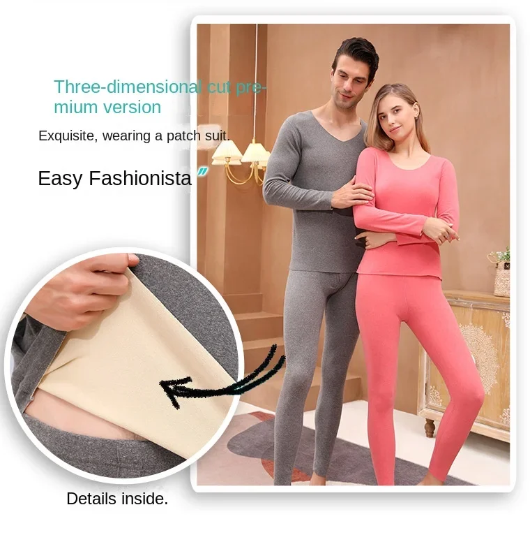 Men Wool Winter Long Sleeves Thermal Warm Thick Sweater Thermal Underwear Soft Fleece Lined Long Johns Set Thermal Clothes