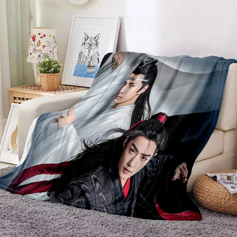 Drama The Untamed xiao zhan wang yi bo Soft Throw Blanket Throw Blanket Soft Cartoon Printed Bedspread Bedspread Sofa Gift 3