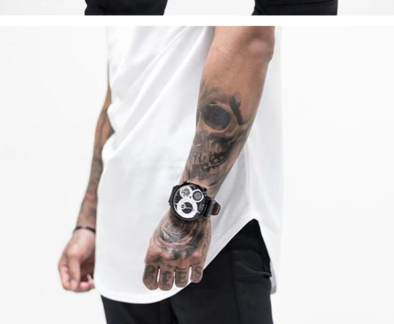 Men's Summer Patchwork Short Sleeve T-Shirt Gym Fitness Workout Bodybuilding Running Breathable Sports Tee Male Casual Tops Male