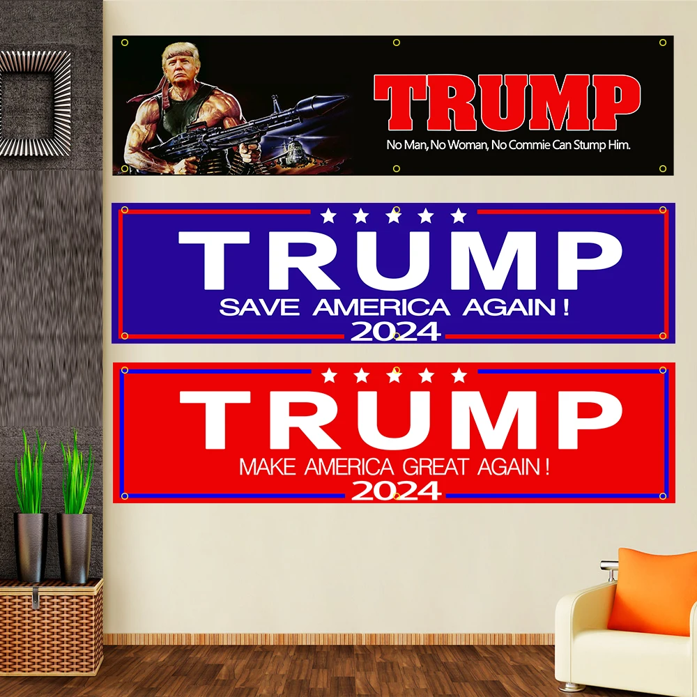 Johninbanner 60*240 Creative Trump Gun Pattern American Hanging Flag President Usa Banner Stampato In Poliestere
