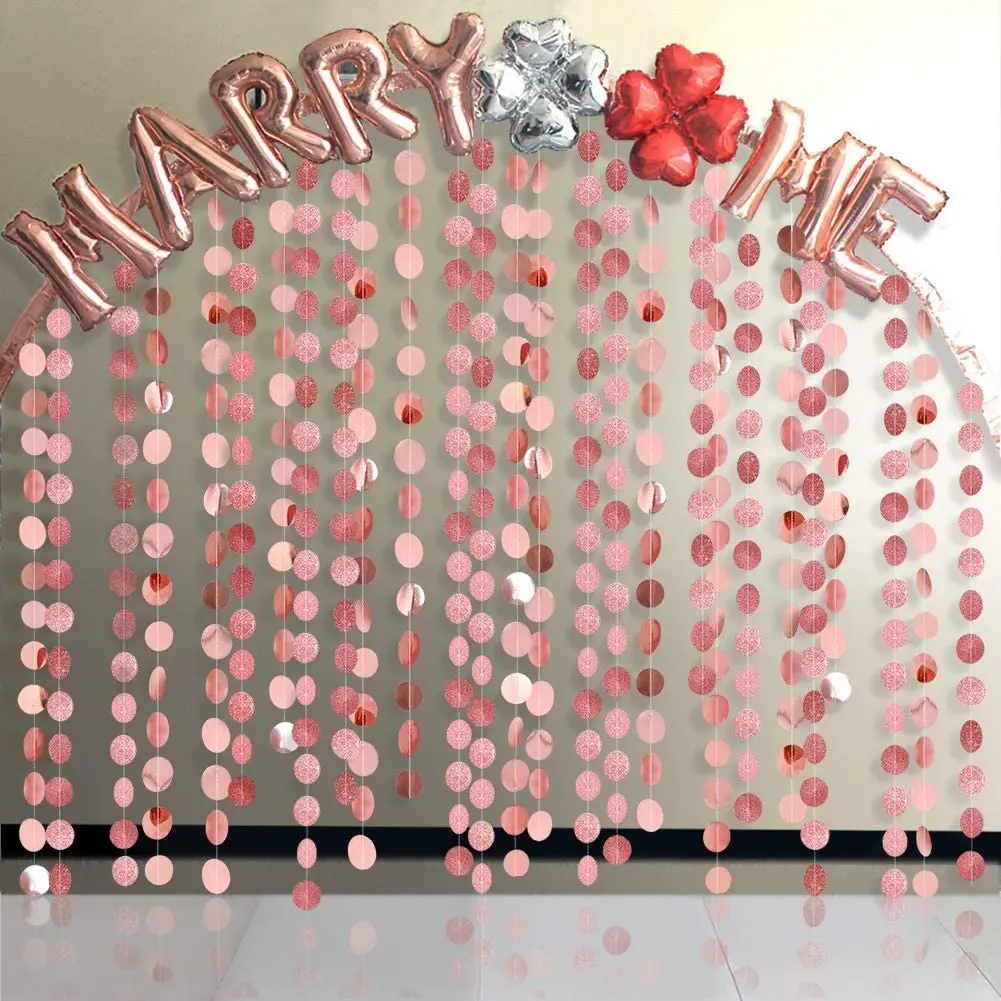 13 Fuß grau blau grün silber Papier Kreis Girlanden Dekorationen für rustikale Hochzeit Geburtstag Party Dekor Wandbehang Punkte Streamer – Detail 30