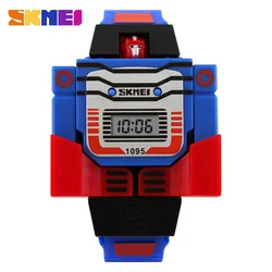 SKMEI Cartoon Kids LED Digital Sports Watch with Robot Transformation Feature (Blue)
