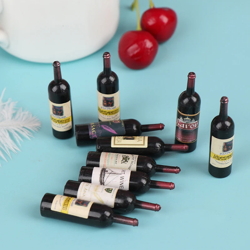 

10Pcs Miniature Accessories Mini Wine Bottle Set With Box Simulation Drinks Model Toys For Doll House Decoration 1/12 Dollhouse