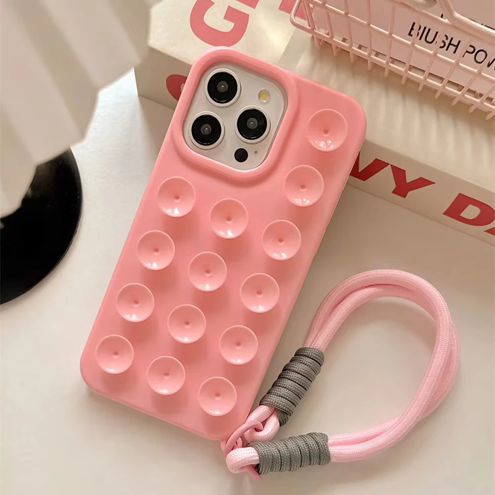 Suction Cup Soft Silicone Anti-Slip Shockproof Candy Color Phone Case