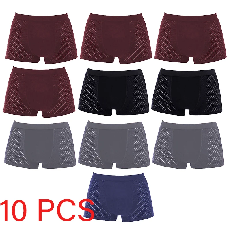 10 Pcs/Lot Men's Underpants Underwear Boxershorts Breathable Hombre Hole Boxer Briefs Male Shorts Lingerie Sexy Panties