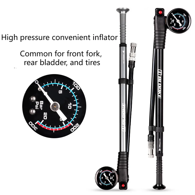 

Bicycle high-pressure inflator front fork rear bladder tire shock absorber inflation cylinder with pressure gauge 300psi
