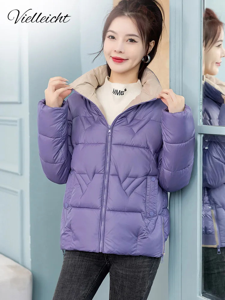 MEILLY DOLPHIN Autumn Winter Ladies Parkas Stand Collar Solid Zipper Puffer Jacket Women Clothes Loose Short Cotton Padded Coat