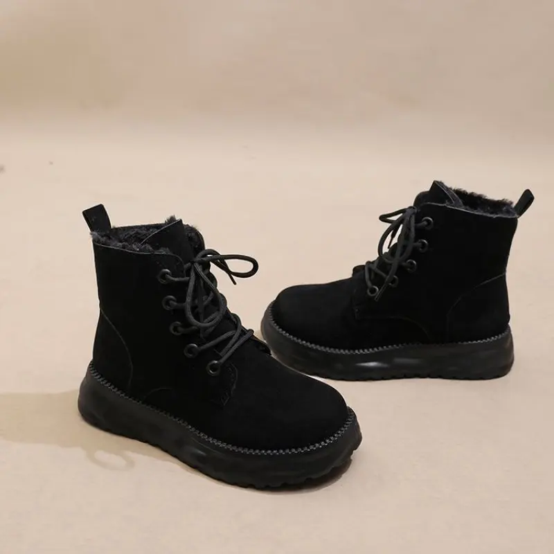 NEW Fashion Comfort Women's Autumn and Winter New Girls' Short Boots Plus Size 40 Leather Shoes Fleece-lined Thickened Fashion