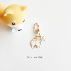 Originality Corgi Keychain Sweet Flower Airpods Key Chain Accessories Pendant For Clothes Backpack  Keyring Charm Couple Gift