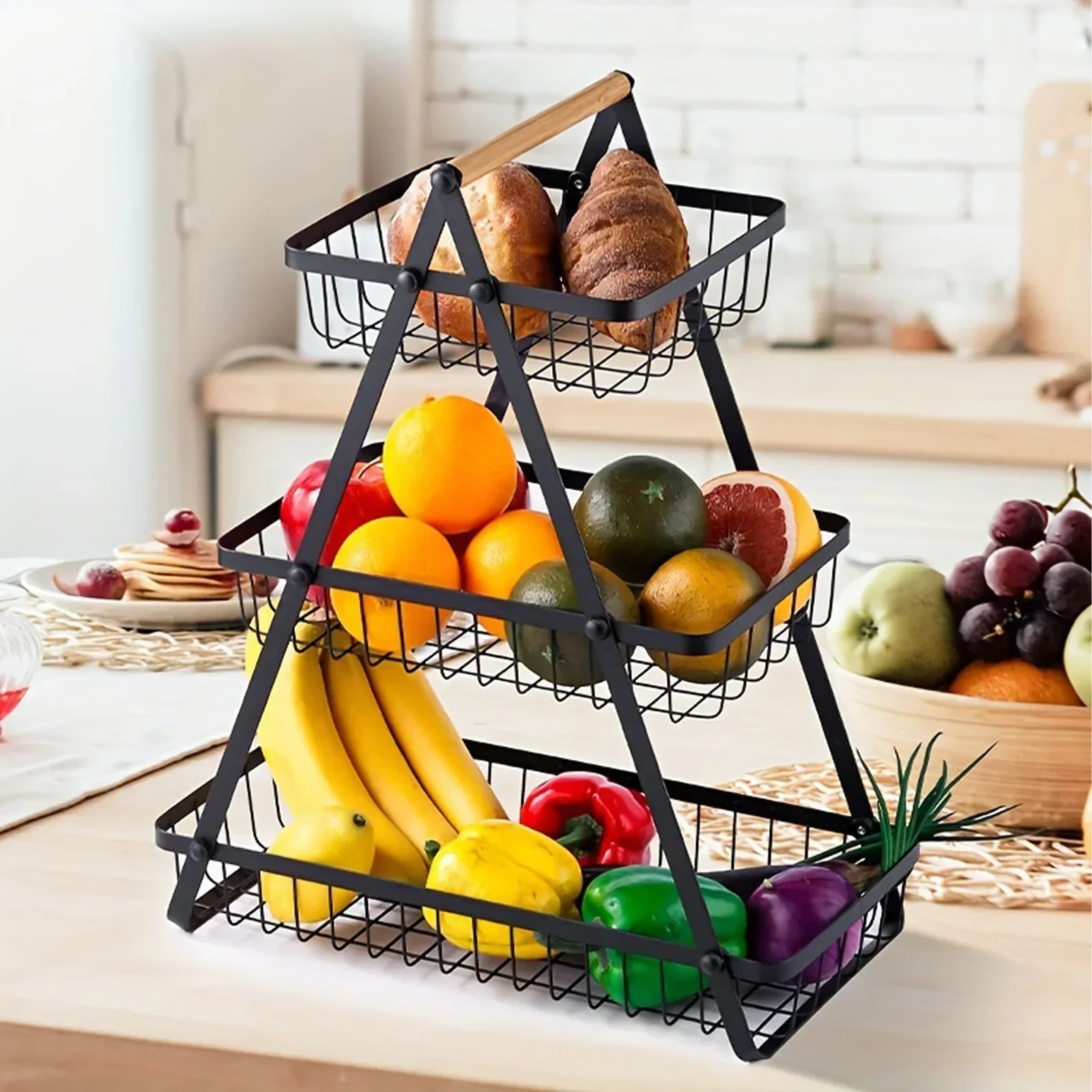 Kitchen Storage Rack Portable Candy Tray and Fruit Basket Kitchen Vegetable & Fruit Storage Rack Multi-functional Snack & Vegetable Organizer