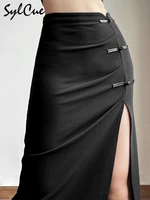 Stride into style with the Nibber Black Sexy Split Skirt. 5