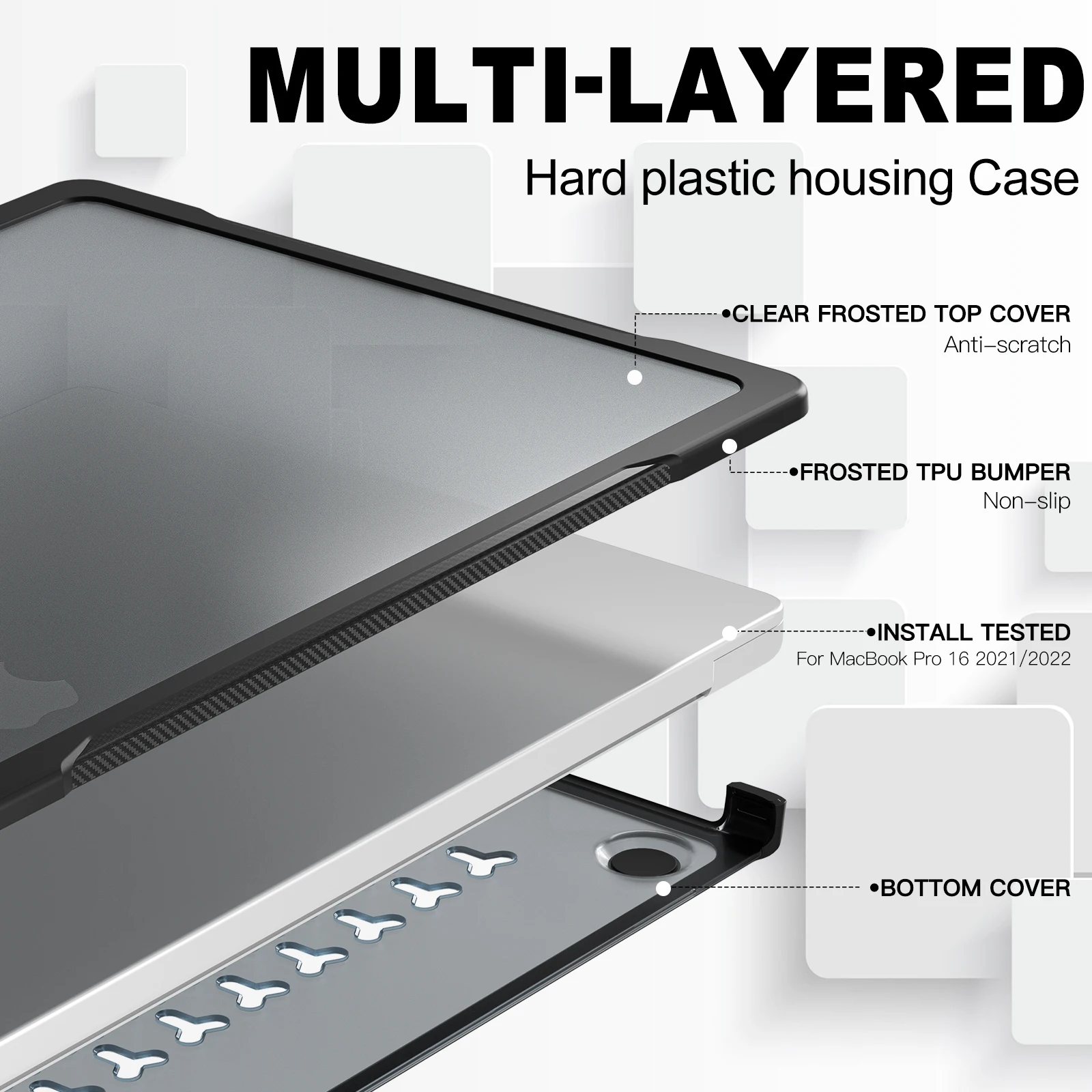 Capa para Laptop à Prova de Choque para Apple Macbook Air Concha Multicamadas Design de Furo de Resfriamento 15 2023 A2941 Pro16.2 2023 2023 A2485 A2780 - Imagem 2