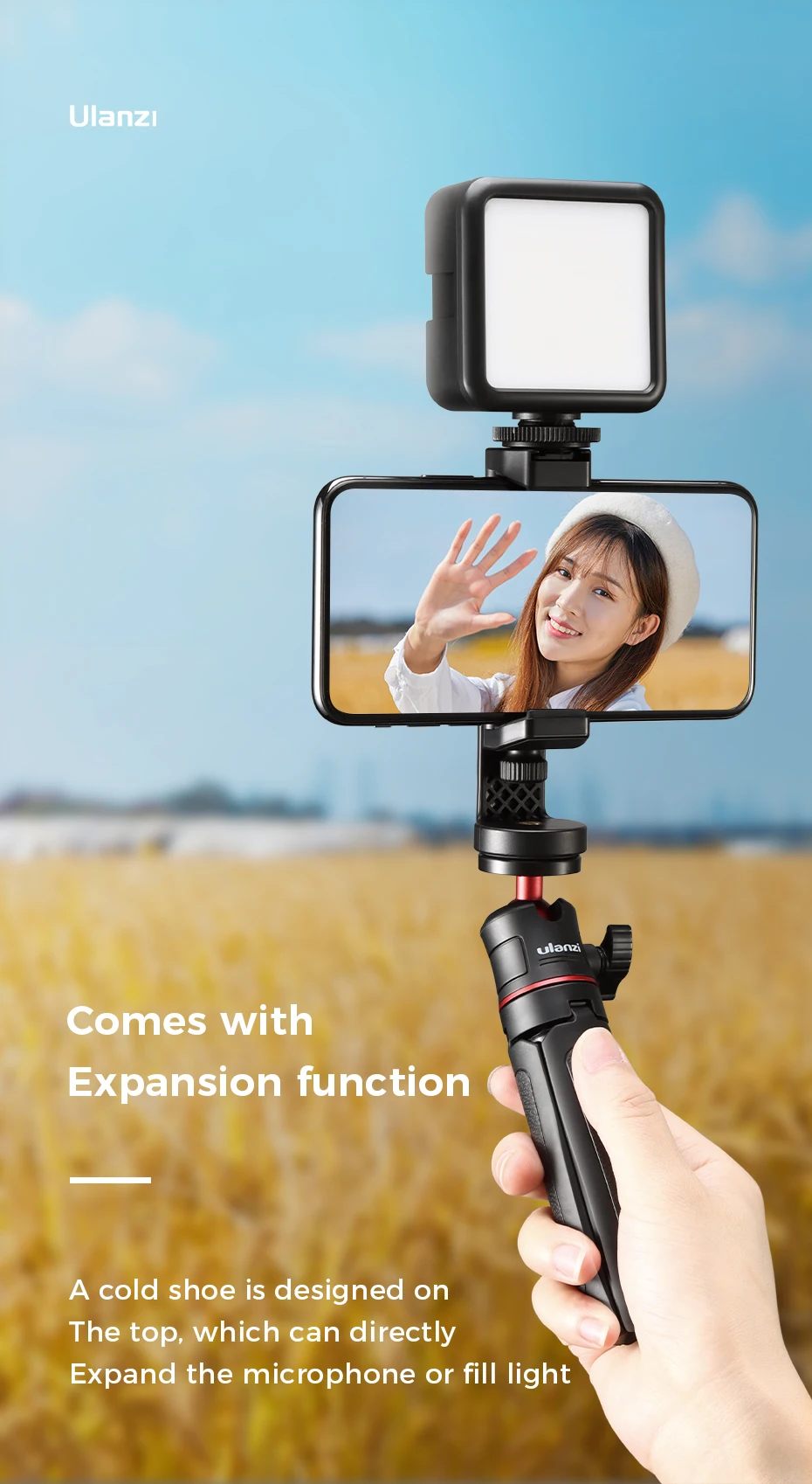 ST-17 360° Rotation Tripod Mount Holder Cell Phone Clip Mount Bracket Adapter fo