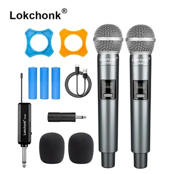 PG58 무선 UHF 고정 주파수 핸드헬드 마이크, 파티 노래방 전문 교회 쇼 모임용 마이크, 2 채널