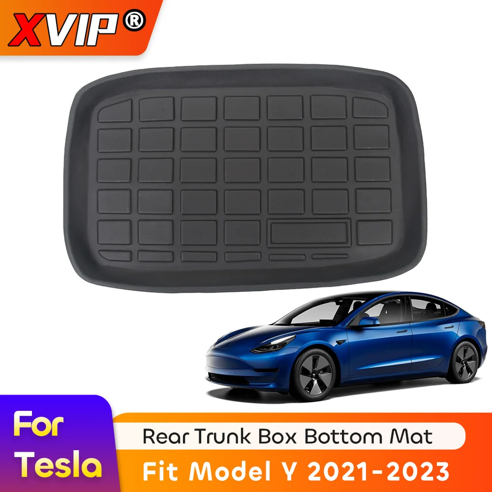 

Коврик для багажника XVIP из ТПЭ, передний и задний, для Tesla Model Y 2021-23, напольный коврик, коробка для хранения, подкладка для лотка, коврик для ног, клетчатый узор